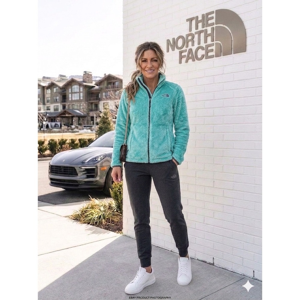 The North Face Osito 2 Fleece Jacket Womens Small Teal Blue Full Zip Soft Plush